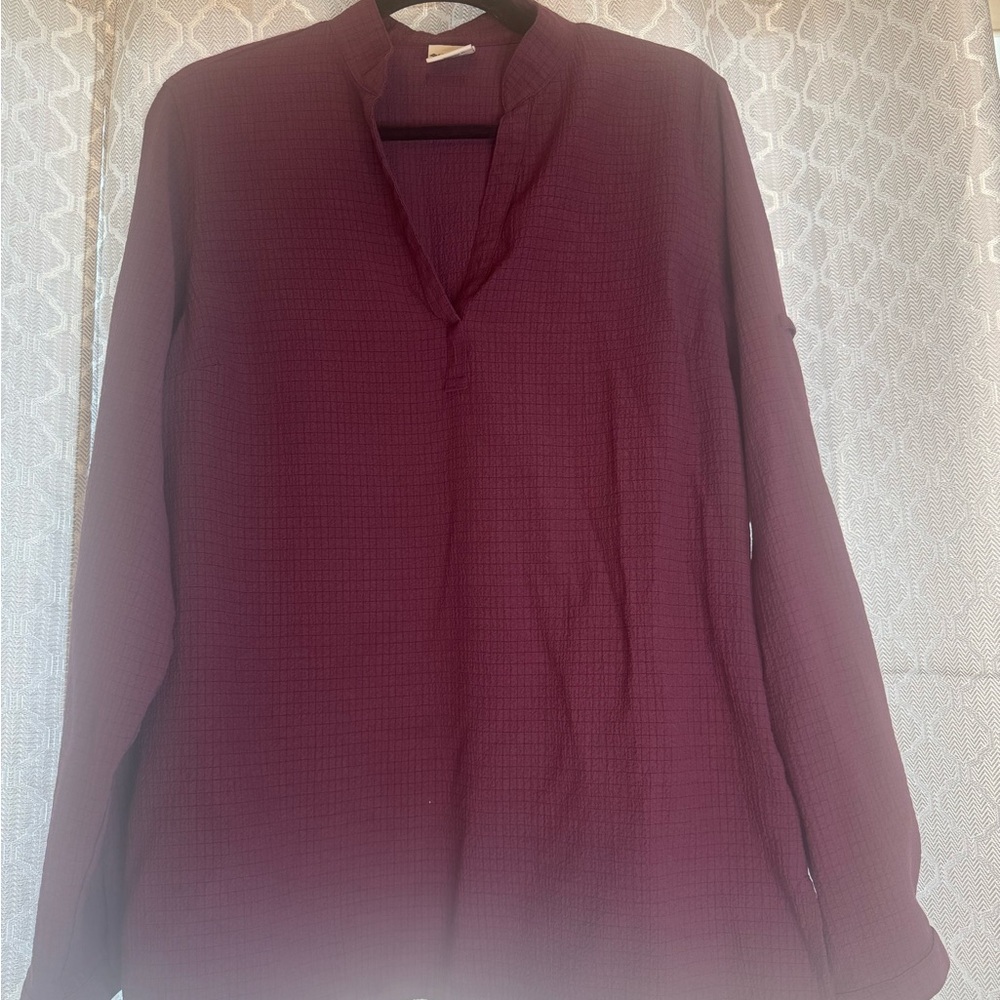 Columbia women’s Burgundy Rayon Blend boho casual Top size Large - Picture 4 of 8